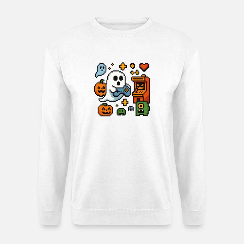 Pixel Ghost Gaming Retro Design - Unisex Pullover - Weiß