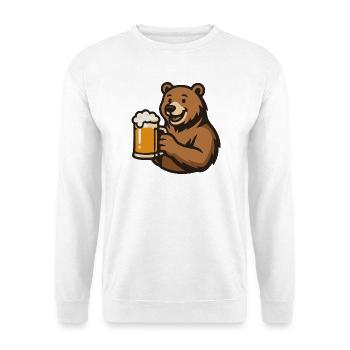 Illustration d'un ours avec un verre de bière - Sweat-shirt Unisexe - blanc - Devant