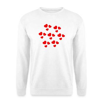 Abstrakte Herzen für romantische Anlässe - Unisex Pullover - Weiß - Vorne - Alina (178cm) & Michal (187cm)
