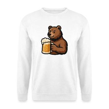 Bière et ours, l’amour de la bière - Sweat-shirt Unisexe - blanc - Devant