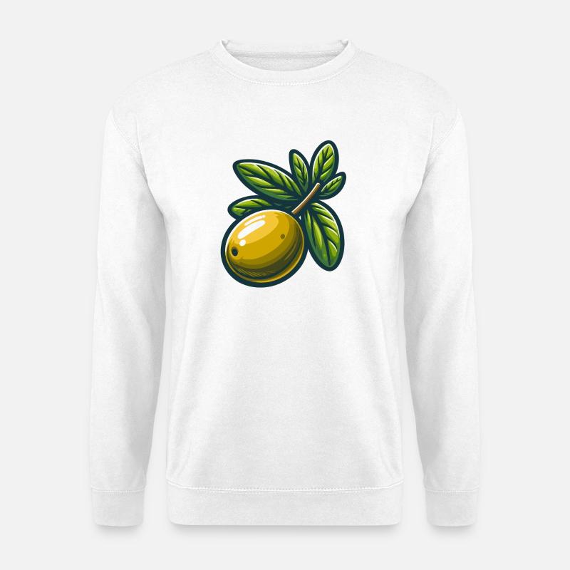 Abbildung: Grüne Oliven - Unisex Pullover - Weiß