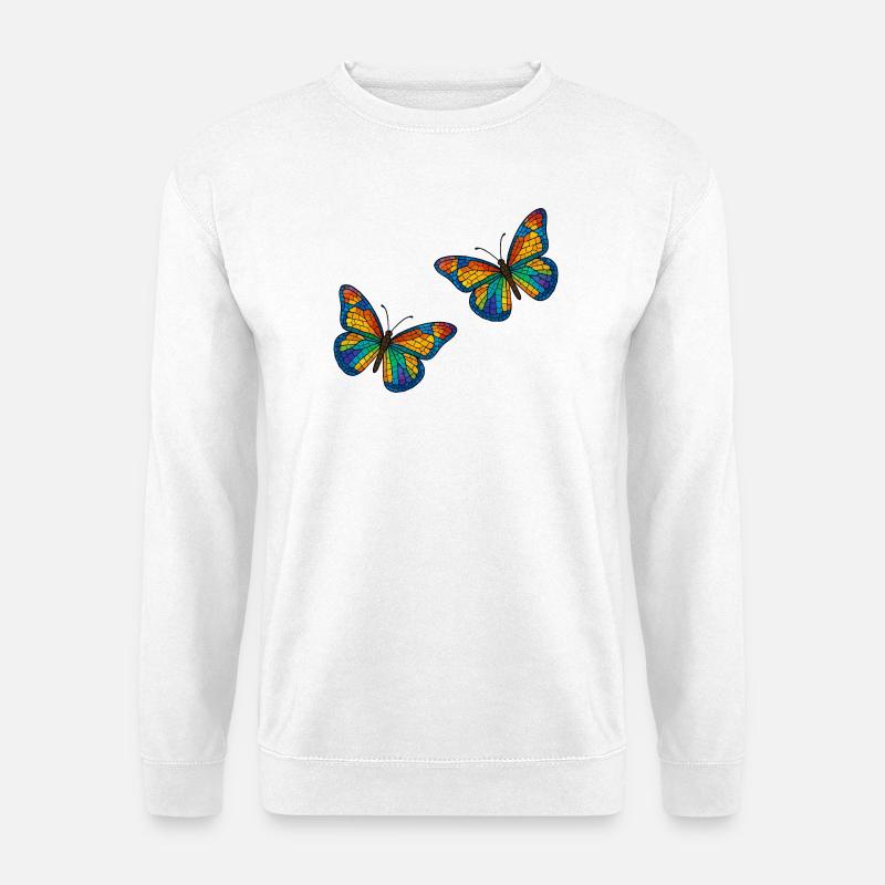 Bunte Mosaikschmetterlinge Design - Unisex Pullover - Weiß