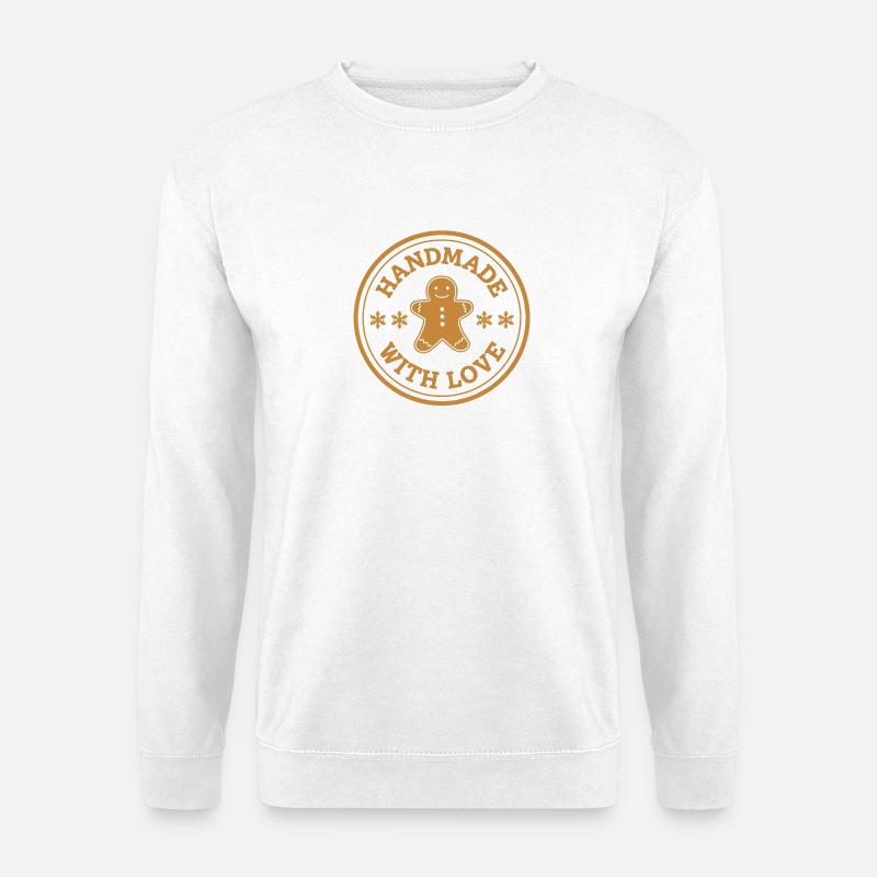 Lebkuchen Emblem – Handmade with Love - Unisex Pullover - Weiß
