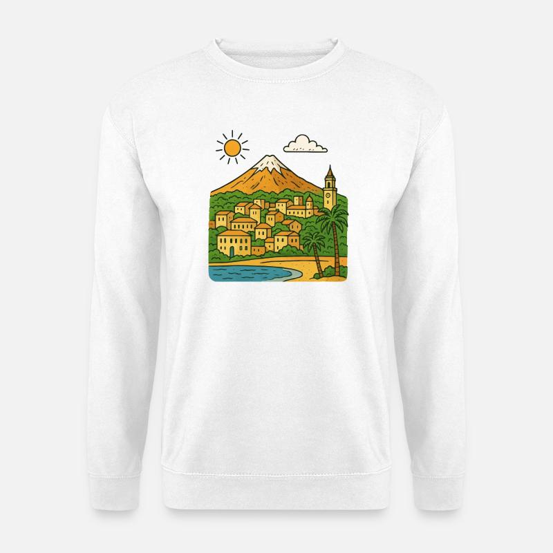 Farbige Stadtlandschaft von Teneriffa - Unisex Pullover - Weiß