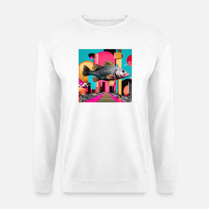 Floating Fish, Creative Collage - Unisex Sweatshirt - white