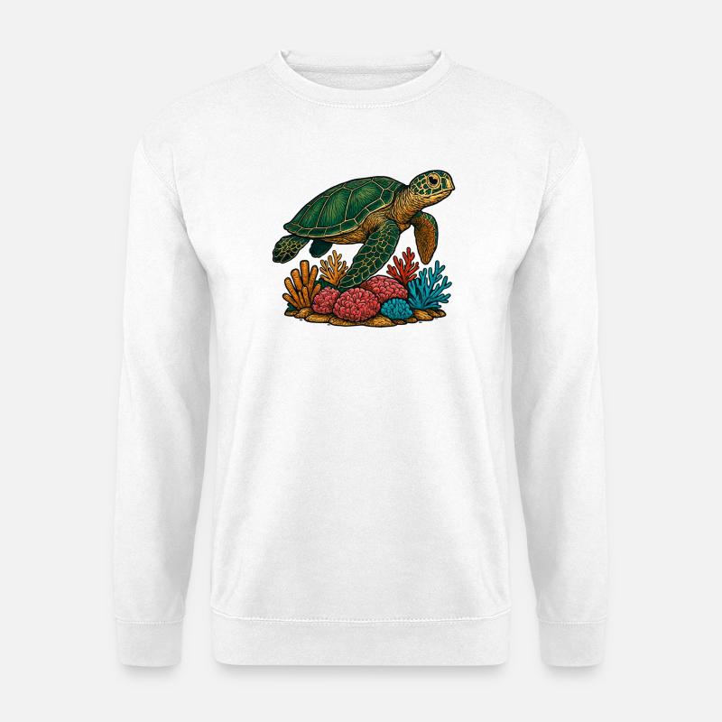 Grüne Meeresschildkröte Taucher Design - Unisex Pullover - Weiß