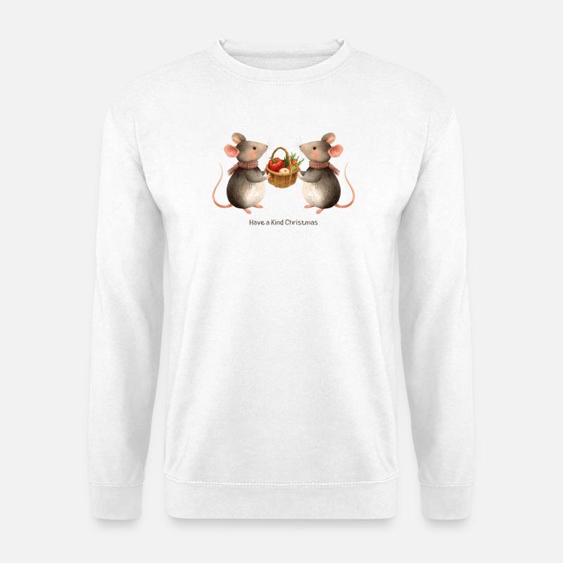 Süße Niedliche Mäuse – Have a Kind Christmas - Unisex Pullover - Weiß