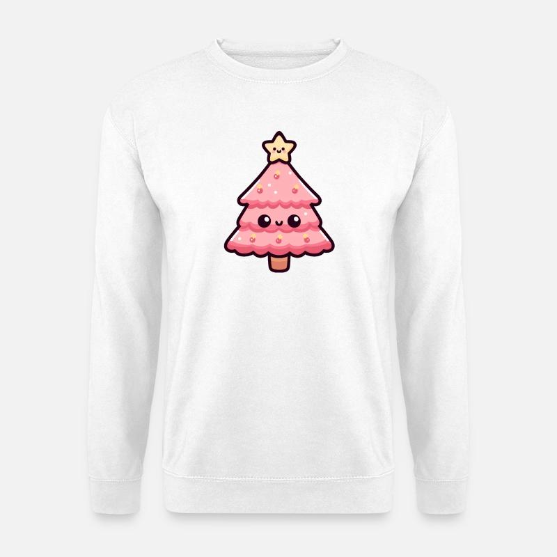 Kawaii Weihnachtsbaum Illustration - Unisex Pullover - Weiß