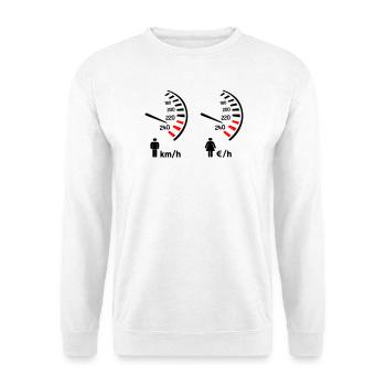 compteur de vitesse km/h et compteur de dépense  - Sweat-shirt Unisexe - blanc - Devant