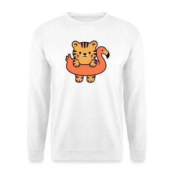 Kleiner Tiger auf Tropischer Boje - Unisex Pullover - Weiß - Vorne