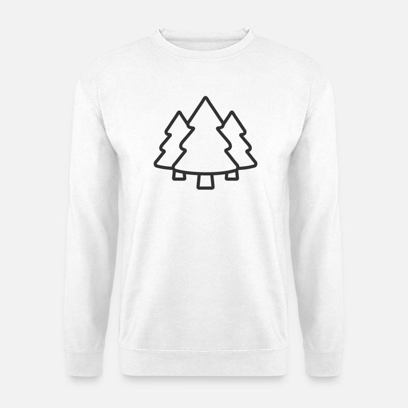 Fichte Nadelbaum Wald Linie Symbol - Unisex Pullover - Weiß