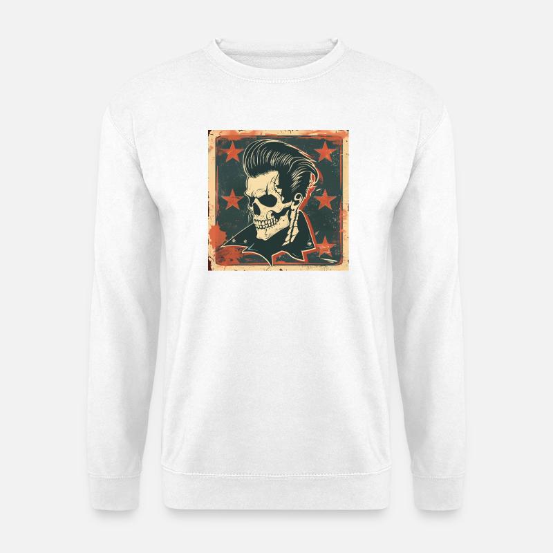 Rockabilly Rebel Totenschädel - Unisex Pullover - Weiß