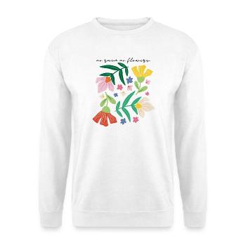 No Rain No Flowers Floral Motif 🌼✨ - Unisex Sweatshirt - white - Front
