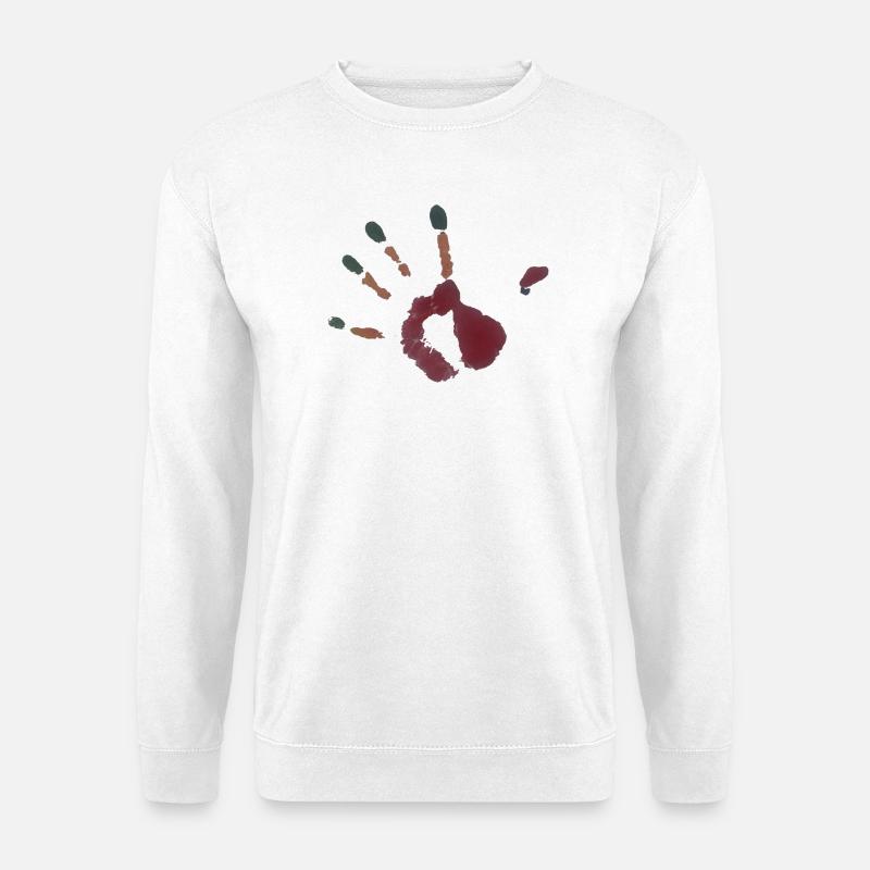 Handabdruck Illustration - Unisex Pullover - Weiß