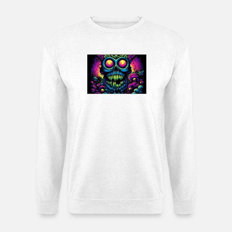 Glowing Psychedelic Skull - Unisex Sweatshirt - white