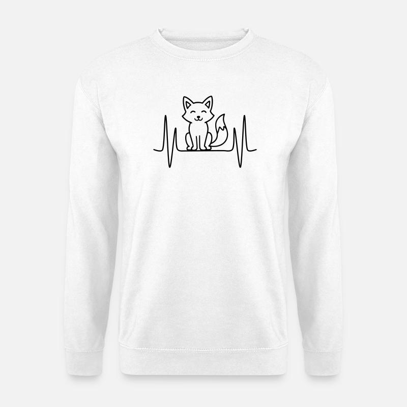 Fuchs Herzschlag Linienmotiv - Unisex Pullover - Weiß