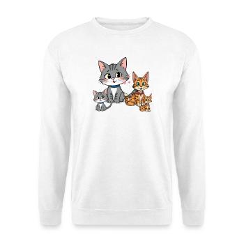 Verspielte Katzenfamilie Illustration - Unisex Pullover - Weiß - Vorne