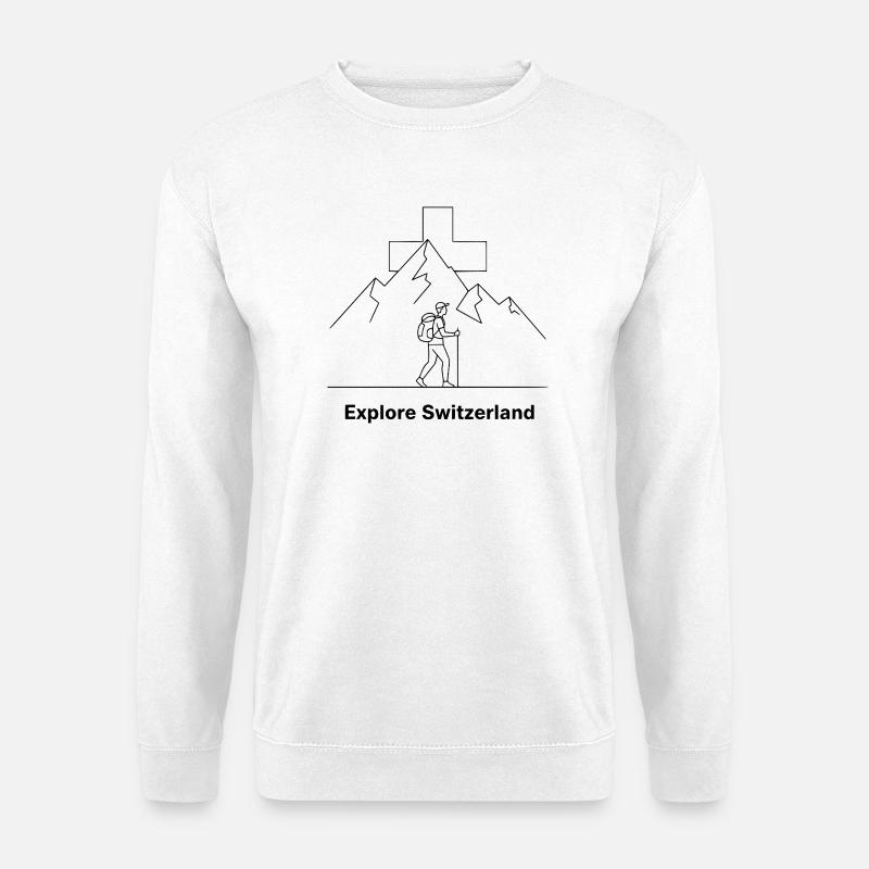 Explore Switzerland Wander Motiv - Unisex Pullover - Weiß