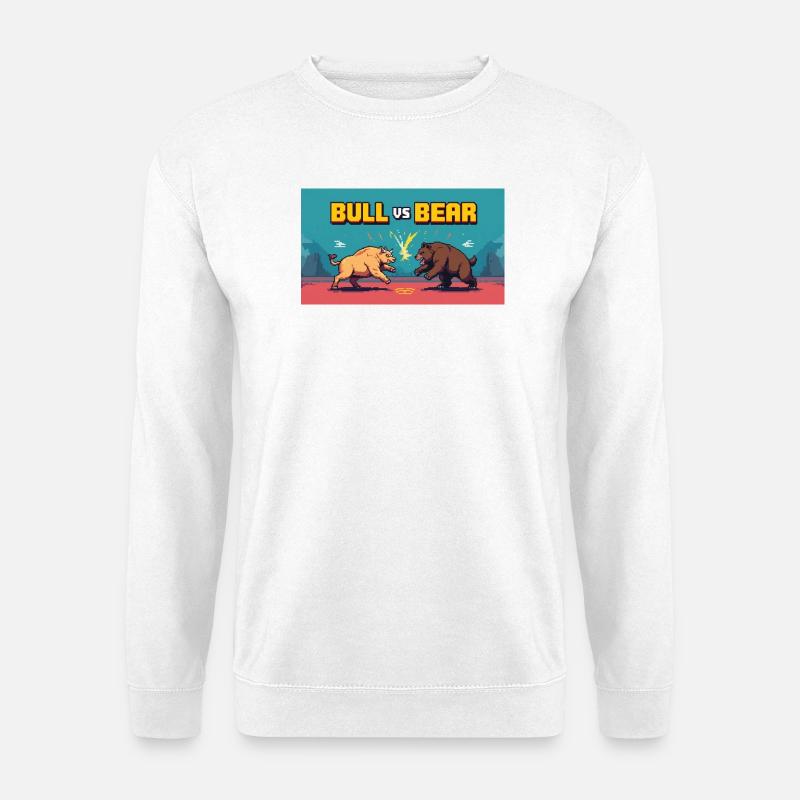 Pixel Art Kampf Stier gegen Bär - Unisex Pullover - Weiß