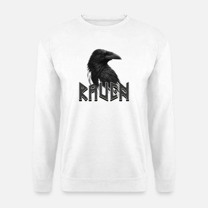 Dunkler Rabe mit Runen-Schriftzug - Unisex Pullover - Weiß