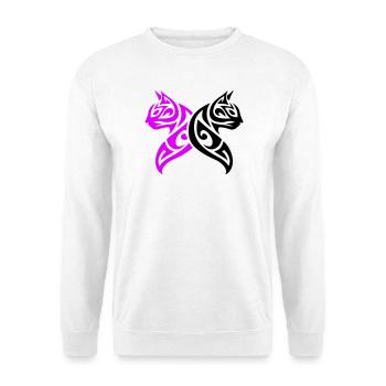 Katzen Tribal Kater Design - Unisex Pullover - Weiß - Vorne