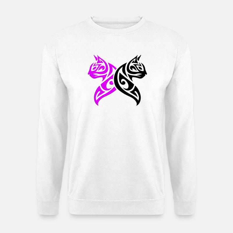 Katzen Tribal Kater Design - Unisex Pullover - Weiß