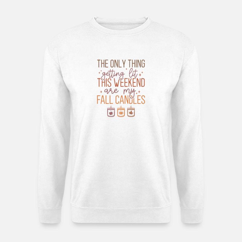 Herbstkerze und Zimtduft Textdesign - Unisex Pullover - Weiß