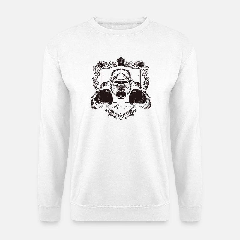  Gorilla mit Kampfpose - Unisex Pullover - Weiß