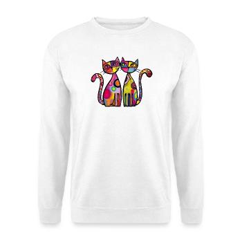 Katzen Paar Bunt - Unisex Pullover - Weiß - Vorne
