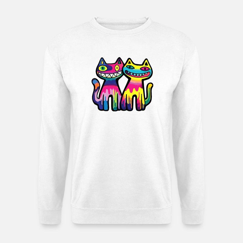 Katzen Paar Bunt - Unisex Pullover - Weiß