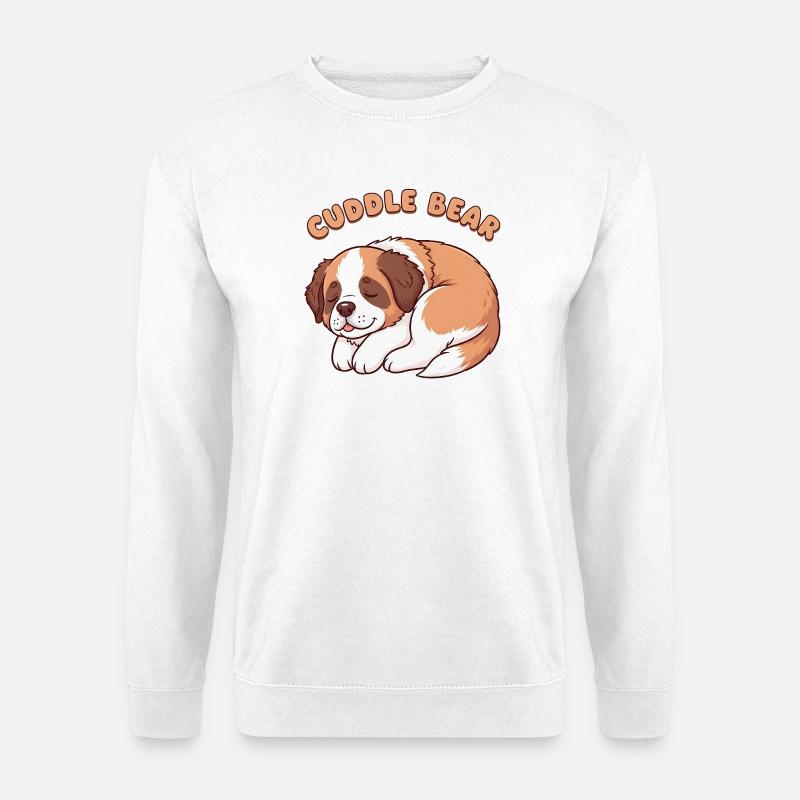 Schlafender Bernhardiner Welpe – Cuddle Bear - Unisex Pullover - Weiß