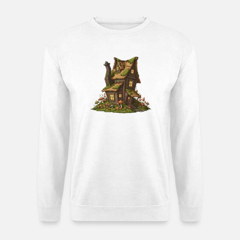 Fabuleuse maison forestière avec champignons - Sweat-shirt Unisexe - blanc