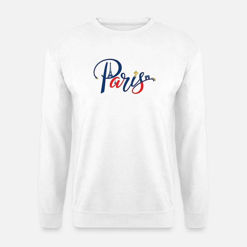 Paris Skyline Neon Schriftzug - Unisex Pullover - Weiß