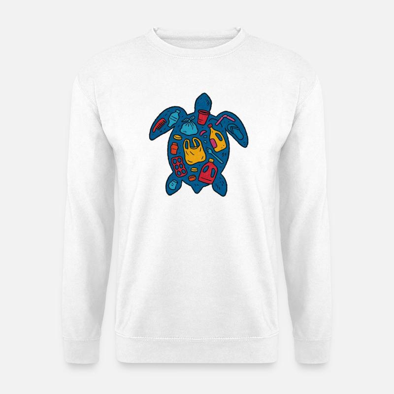 Umweltfreundliche Schildkröte mit Abfallkunst - Unisex Pullover - Weiß