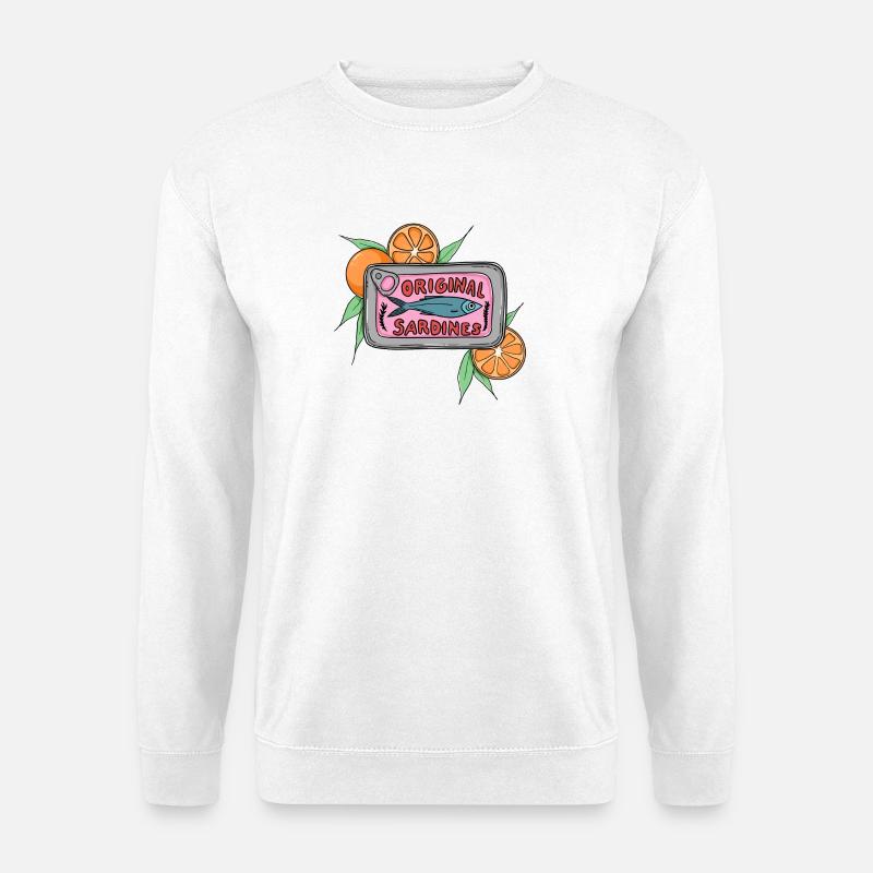 Original Sardines Can Pop Art Design with Oranges - Unisex Pullover - Weiß