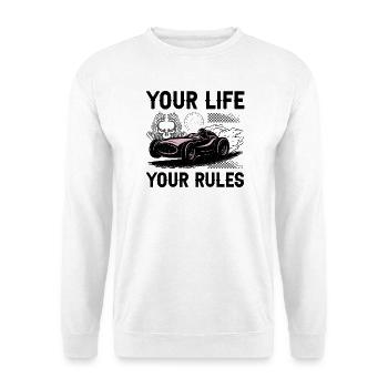Retro futuristisches Rennwagen-Design - Unisex Pullover - Weiß - Vorne