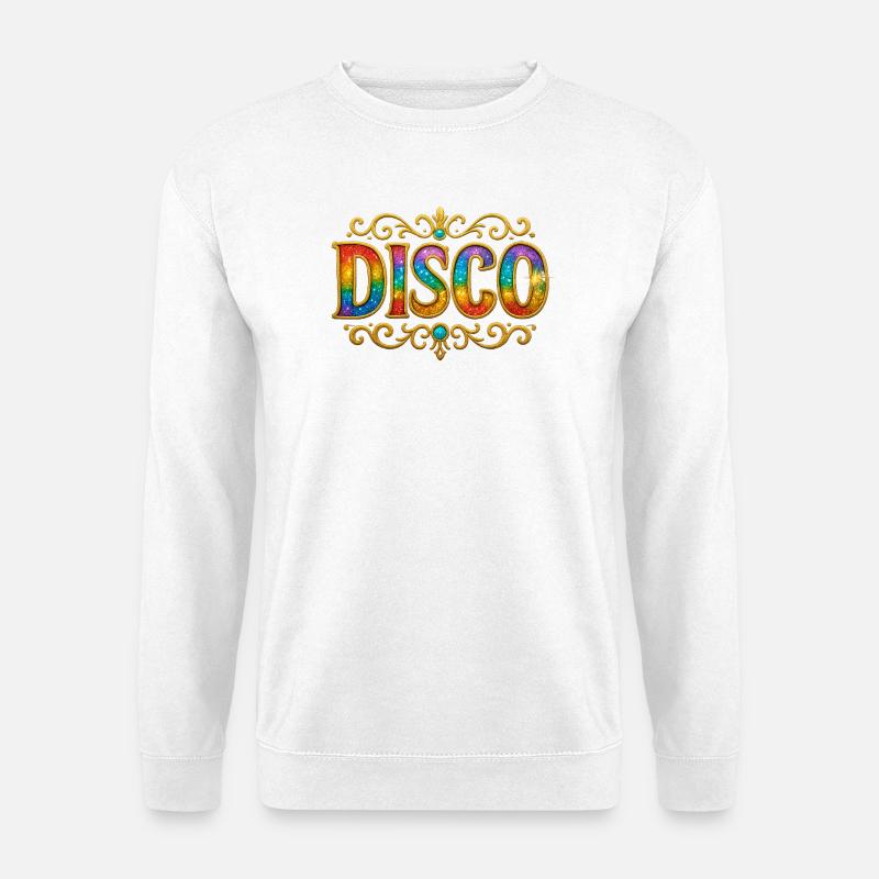 Buntes Disco-Motiv mit Goldrahmen - Unisex Pullover - Weiß