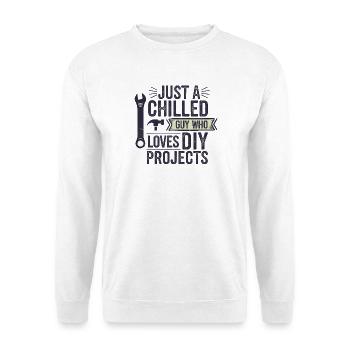 Chilliger Heimwerker-Typ, lustiger Spruch - Unisex Pullover - Weiß - Vorne