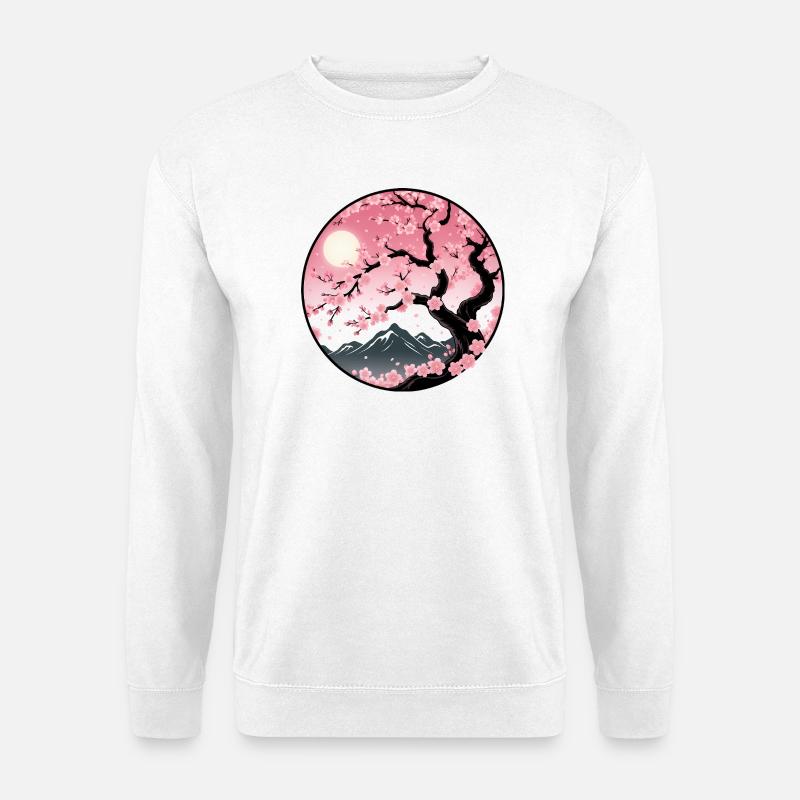 Kirschblüten-Berglandschaft - Unisex Pullover - Weiß