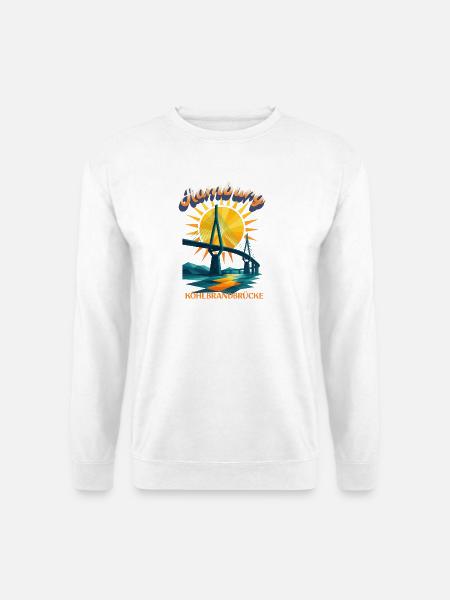 Hamburg Köhlbrandbrücke Shirt – Retro Design - Unisex Pullover - Weiß