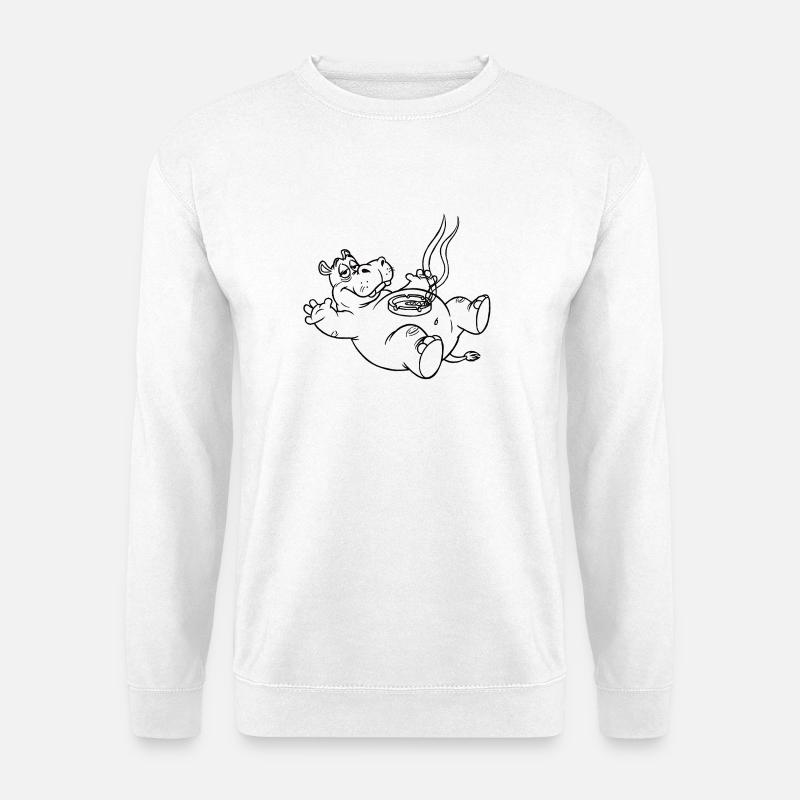 Witziges Hippo - Unisex Pullover - Weiß