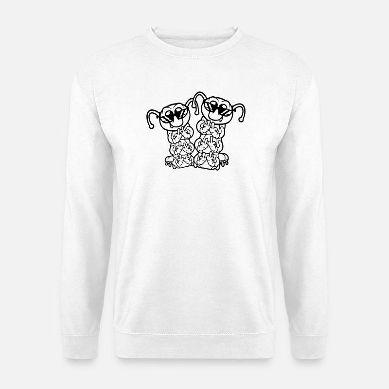 2 Raupe Mittelfinger Beleidigung Sonnenbrille Team - Unisex Pullover - Weiß