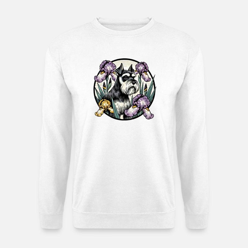 Gelehrter Schnauzer Blumenportrait - Unisex Pullover - Weiß