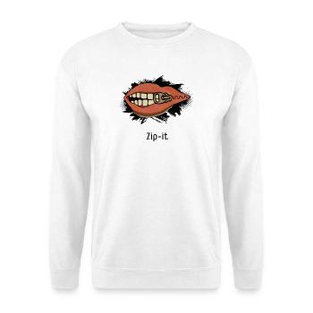 Zip it – cheeky statement in a pop art look - Unisex Sweatshirt - white - Front