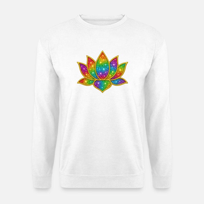 Funkelnder Lotus in Regenbogenfarben - Unisex Pullover - Weiß