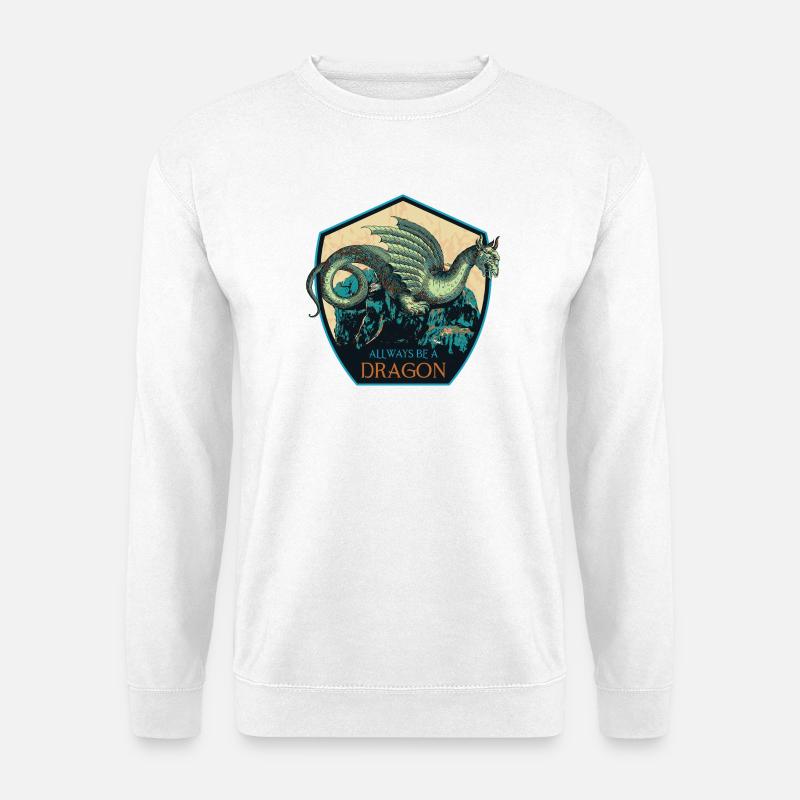 Mythical Dragon Crest and Magic Elements - Unisex Sweatshirt - white