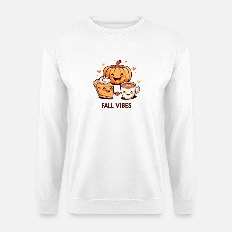 Cozy Autumn Vibes – Coffee, Pumpkin & Pie - Unisex Pullover - Weiß