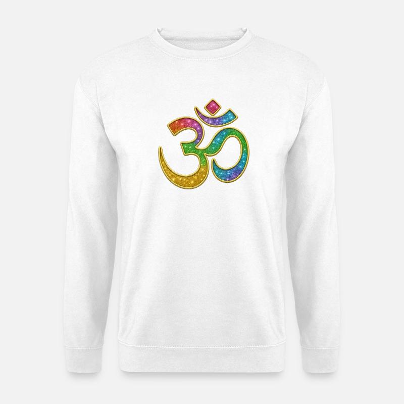 Rainbow Om symbol in glitter design - Unisex Sweatshirt - white