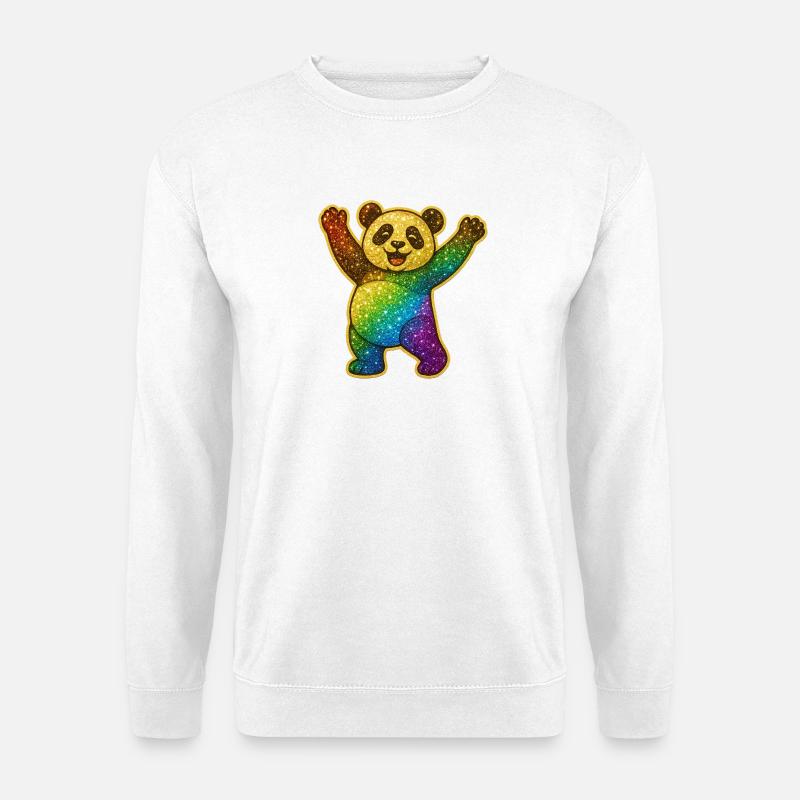 Glitzernder Regenbogen Panda - Unisex Pullover - Weiß