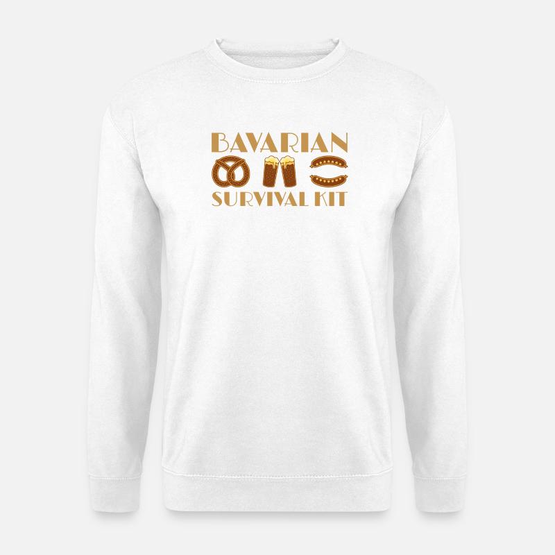 Bayerischer Bier- und Wurst-Wander-Design - Unisex Pullover - Weiß